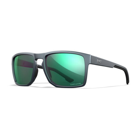 WileyX FOUNDER Matte Graphite Frame Captivate Pol Green Mirror Lens